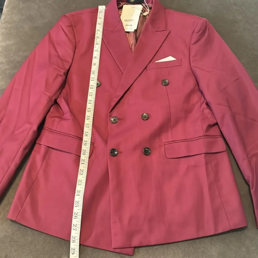 Men’s Slim Fit Double Breasted 2Piece Suit Notched Lapels Jacket 36 Pants 32 NWT